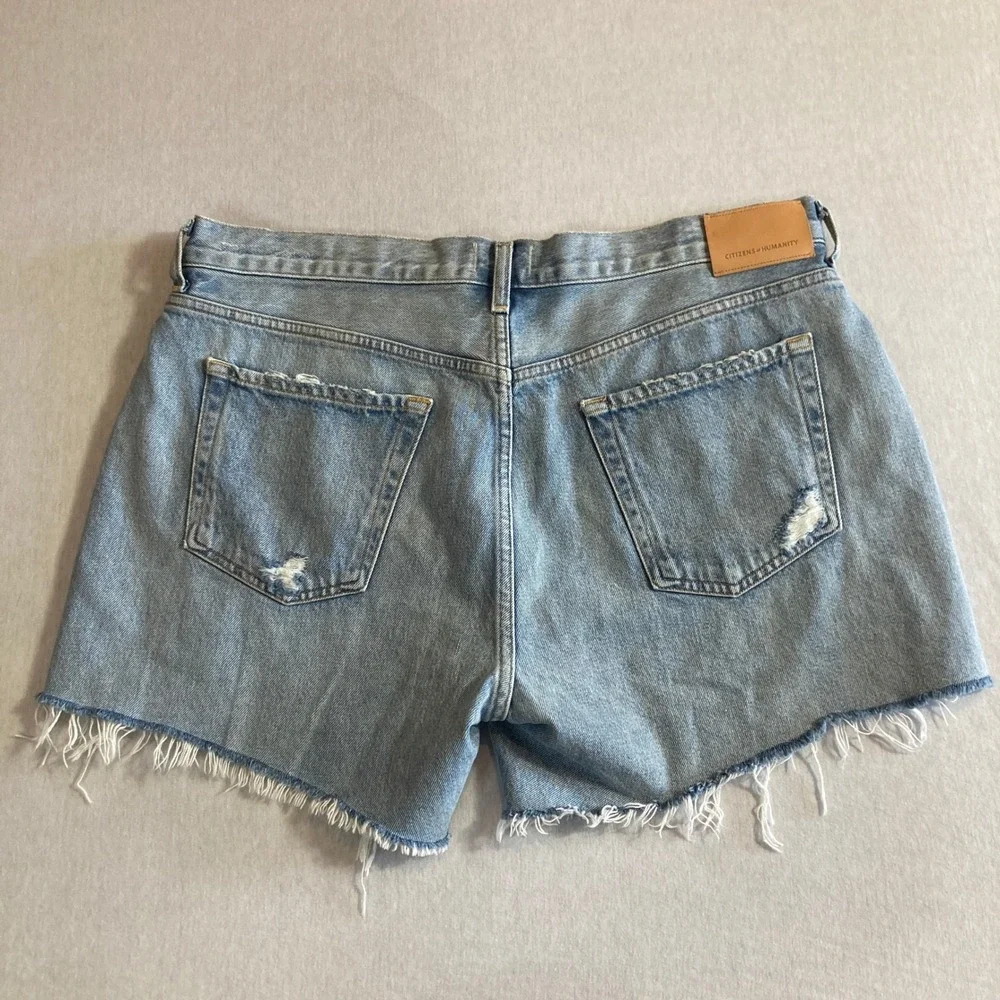 Citizens of Humanity Denim Shorts Button Fly Distressed Annabelle Organic Cotton